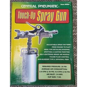 Central Pneumatic Touch-Up Spray Gun 00086 Silver New Air Paint Tool 7oz Cup